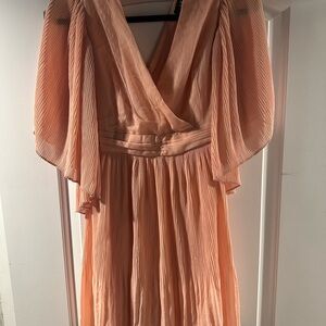 AKIRA Peach Pleated Maxi Dress